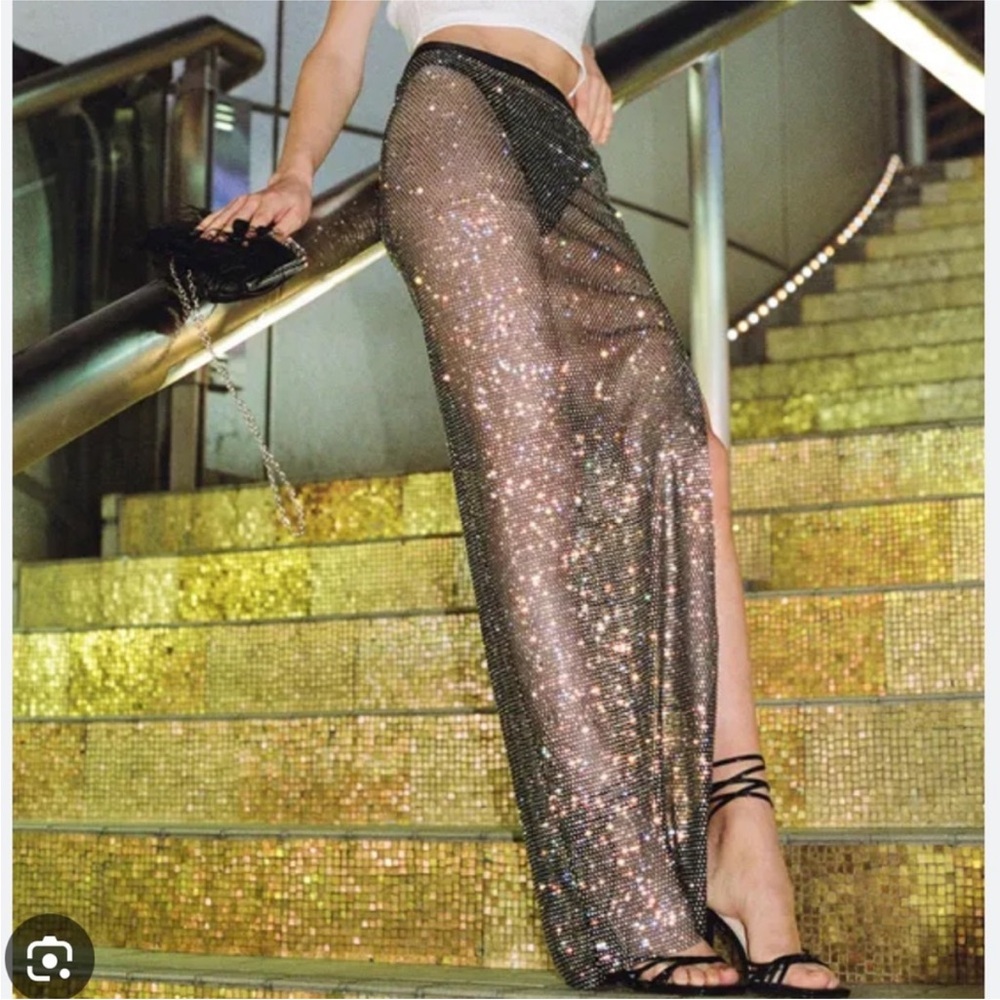 Nasty Gal Gold Sequin Maxi Pencil Skirt